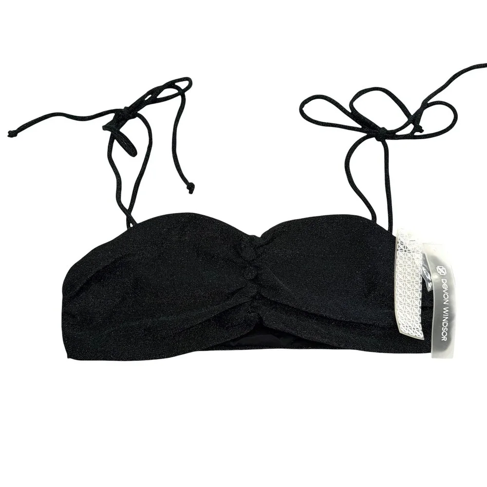 Devon Windsor Rylie Top Reign Bottom Bikini Set Midnight‎ Green Metallic Medium